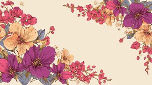 复古花卉边框插画