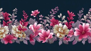 绚丽花卉边框图案设计