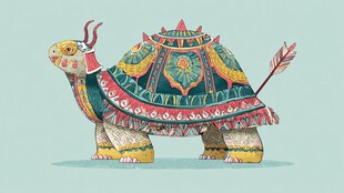 彩绘装饰风奇幻乌龟形象