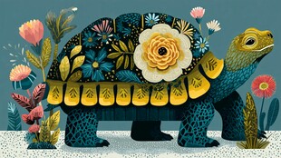 花饰乌龟插画 自然之美