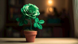 绿色玫瑰盆栽特写