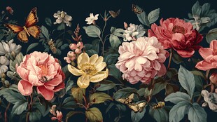 繁花簇拥间的蝶舞景致