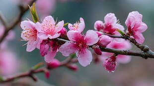 娇艳桃花枝头绽放