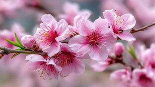 娇艳桃花枝头绽放