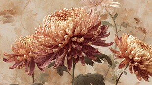 复古风绽放的绚烂菊花