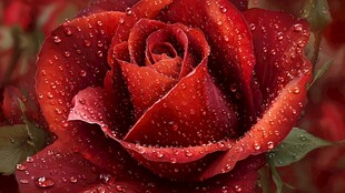 带露红玫瑰 娇艳欲滴