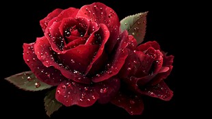 带露红玫瑰 娇艳欲滴