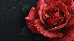 带水珠的娇艳红玫瑰