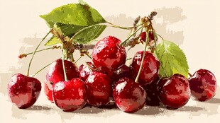 新鲜欲滴的红樱桃