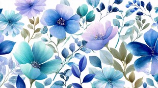 蓝紫色花卉水彩图案背景