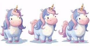 可爱独角兽卡通形象展示