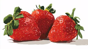 三颗鲜美的红草莓