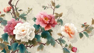 国画牡丹花卉雅致景象