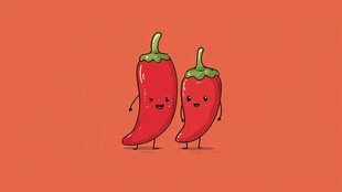 两个可爱红辣椒卡通形象