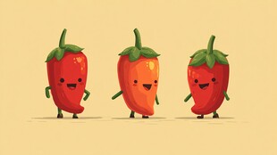 可爱卡通辣椒三兄弟