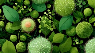 绿色植物花卉无缝图案