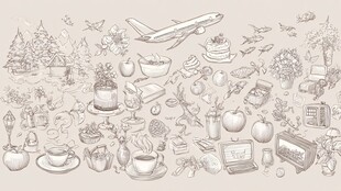 手绘日常物品与出行元素