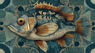 奇幻风格的斑斓鱼类插画