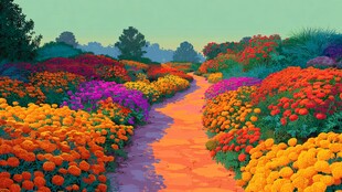 缤纷花海中的梦幻小径