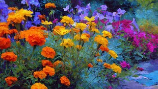 多彩烂漫花卉装点花园