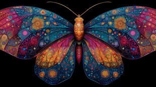 梦幻炫彩蝴蝶艺术插画