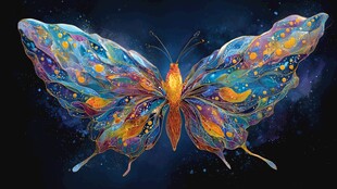 梦幻炫彩蝴蝶插画艺术