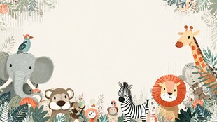 动物丛林边框插画