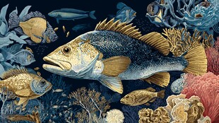 深海绚丽鱼群与珊瑚景象