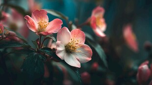 娇艳海棠花绽放瞬间