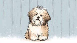 可爱长毛小狗插画