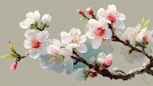 枝头绽放的娇艳杏花