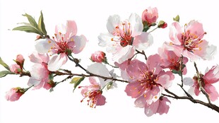 枝头绽放的粉嫩桃花