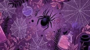 紫色奇幻蜘蛛魔法场景