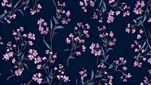 深蓝底粉色花卉无缝图案