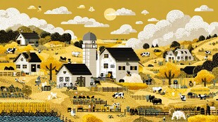 秋日田园风光乡村景致图