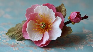 粉色手工花朵特写