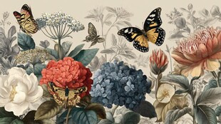 花卉与蝴蝶的自然画卷