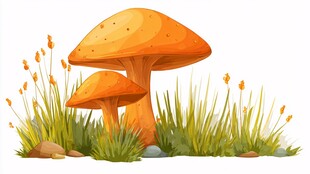 草地上的橙色蘑菇