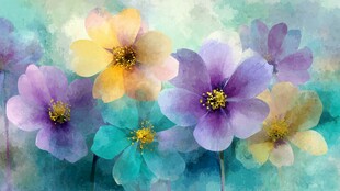 梦幻水彩花卉图