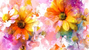 梦幻水彩花卉艺术画面