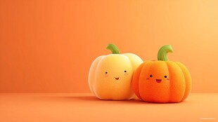 可爱南瓜玩偶摆拍图