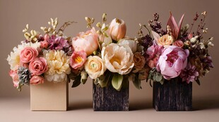 精致多彩插花组合摆件