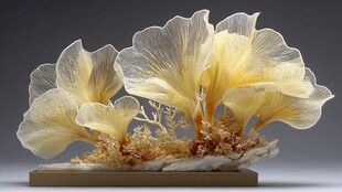 精致黄白菌类摆件