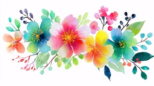 多彩水彩花卉装饰图案