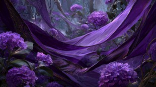 梦幻紫色花卉神秘场景