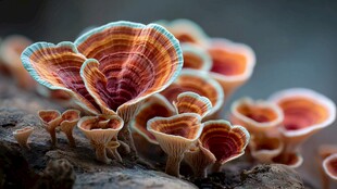 多彩炫丽的丛生蘑菇