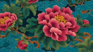 中式牡丹祥云精美图案