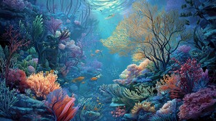 梦幻海底珊瑚与游鱼世界