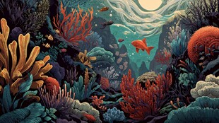 梦幻海底珊瑚与游鱼世界