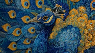 华丽蓝孔雀 羽毛绚丽夺目